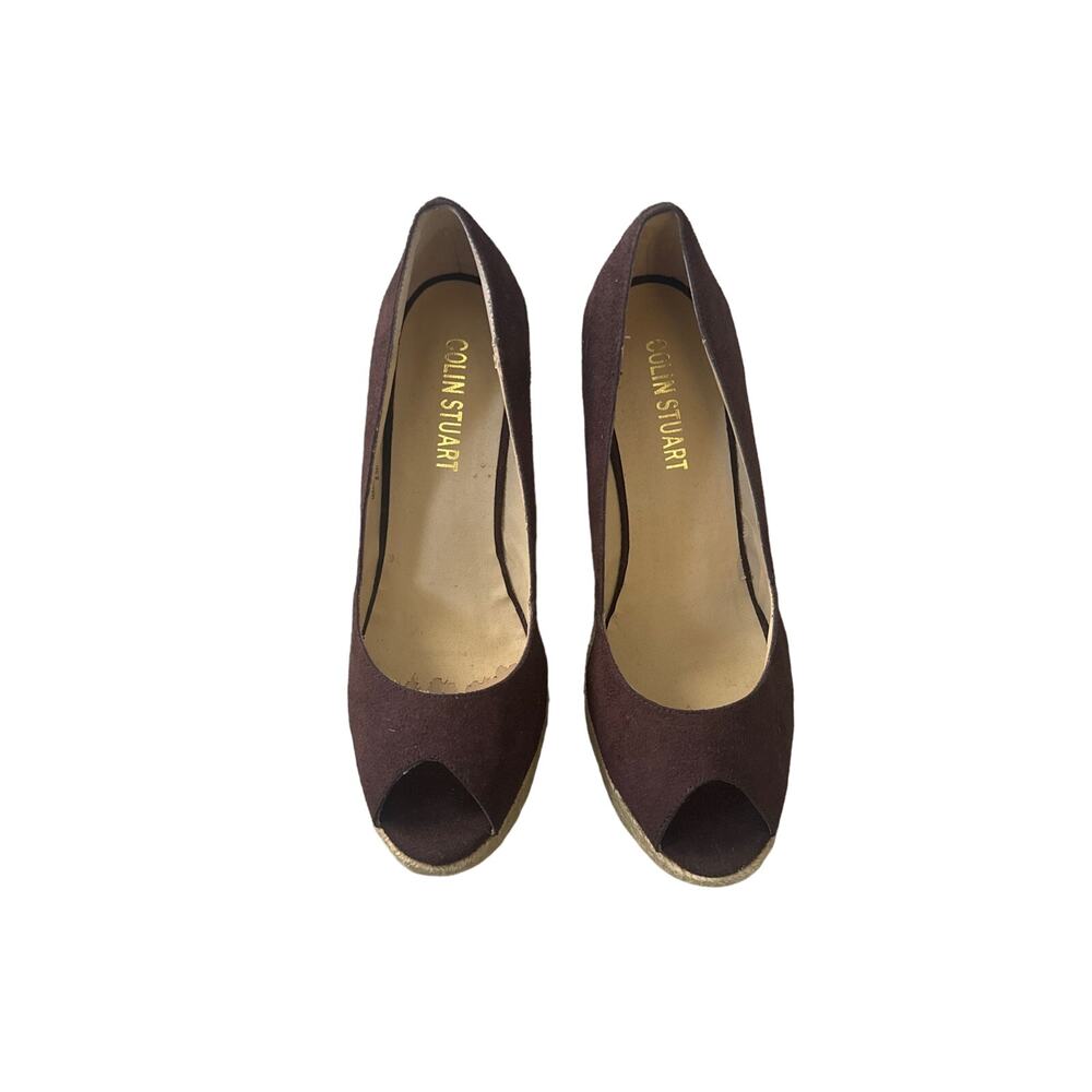 Colin Stuart Peep‎ Toe Espadrille Wedge Shoes, Size 8.5